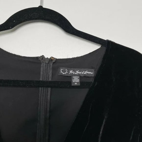 For Love & Lemons Collette Midi Velvet Black V-neck Elegant Dress - Picture 4 of 4